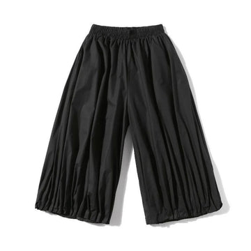 AIDASE  -  Summer New Men's Solid Color Wide-Leg Lantern Skirt Pants Retro Fashion Trend Casual Simple Loose Breathable Niche Men's Bottoms aidase-shop